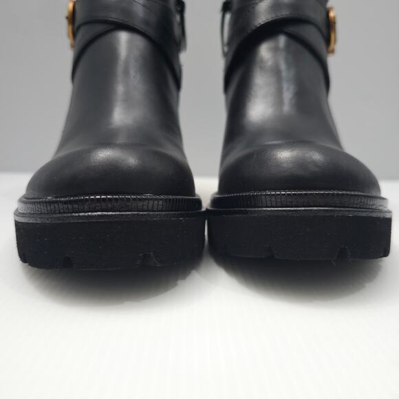 Sofft Jenine Ankle Bootie Womens 8.5 Black Leather Moto Lug Sole Block Heel - Picture 6 of 16